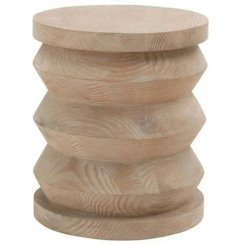 Round Pier Accent Table Reclaimed Pine Wood