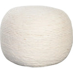 Round Pouf in White Dyed Natural Wool