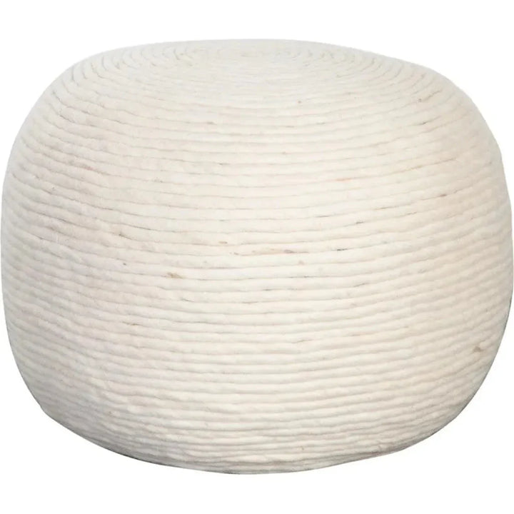 Round Pouf in White Dyed Natural Wool - LOOMLAN - Diamond Sofa - Poufs and Stools
