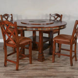 Round Table Set 4 Counter Height Chairs & Lazy Susan