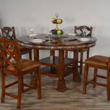 Round Table Set 4 Counter Height Chairs & Lazy Susan