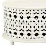 Round White Drum Style Coffee Table