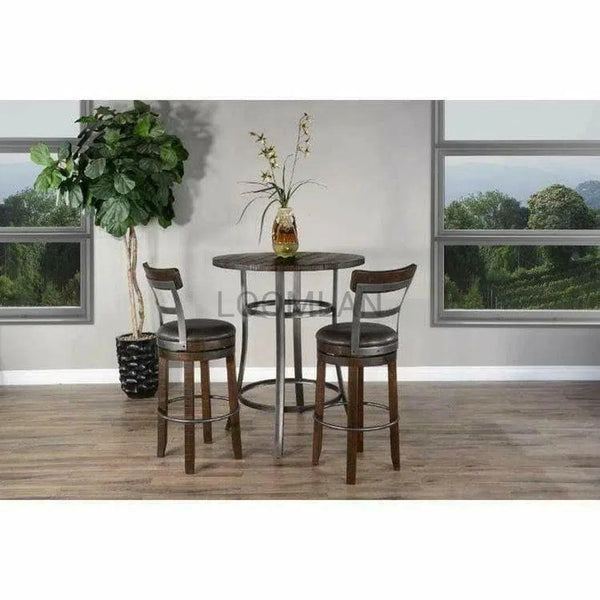 Round Wood Top Dark Brown Pub Table