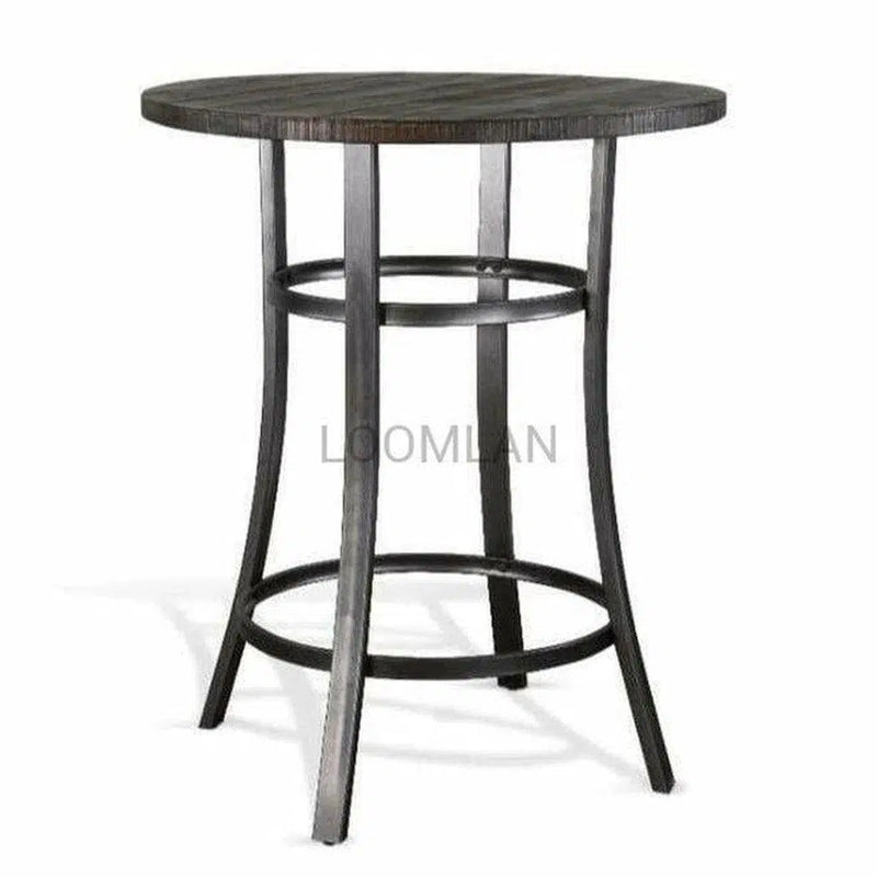 Round Wood Top Dark Brown Pub Table