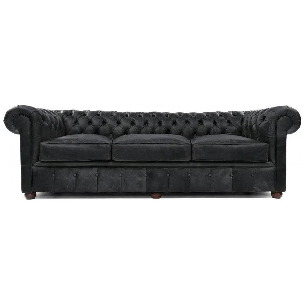 Roxy Black Chesterfield Leather Sofa Made to Order