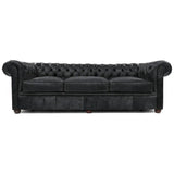 108" Vintage Black Chesterfield Leather Sofa Made to Order Sofas & Loveseats LOOMLAN By Uptown Sebastian