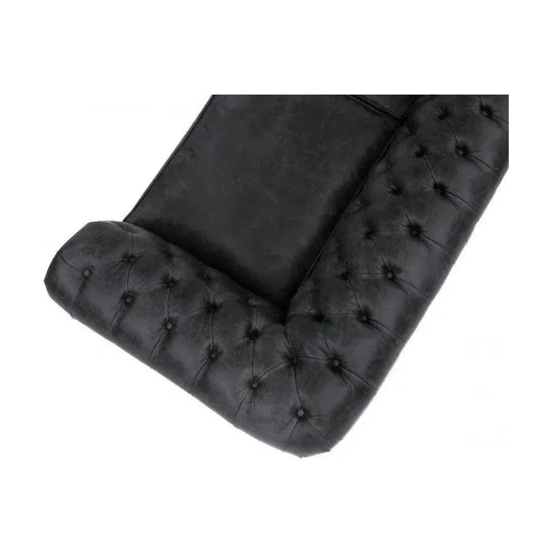 108" Vintage Black Chesterfield Leather Sofa Made to Order Sofas & Loveseats LOOMLAN By Uptown Sebastian