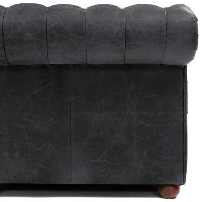 Roxy Black Chesterfield Leather Sofa Made to Order