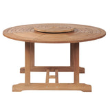 Royal 59-inch Round Teak Outdoor Dining Table with Lazy Susan and Umbrella Hole-Outdoor Dining Tables-HiTeak-LOOMLAN