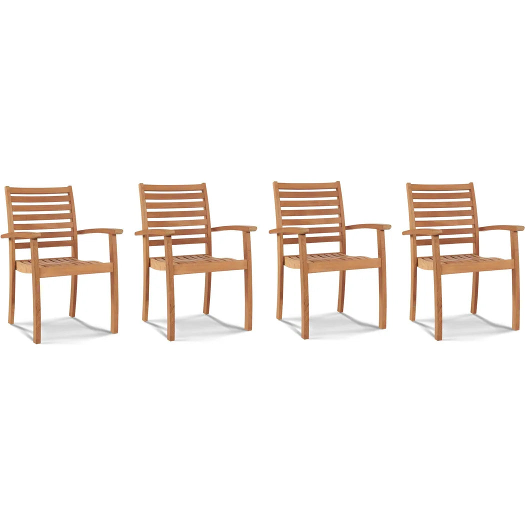 Royal 5PC Round Outdoor Dining Set Stacking Armchairs