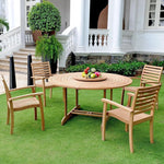 Royal 5PC Round Outdoor Dining Set Stacking Armchairs