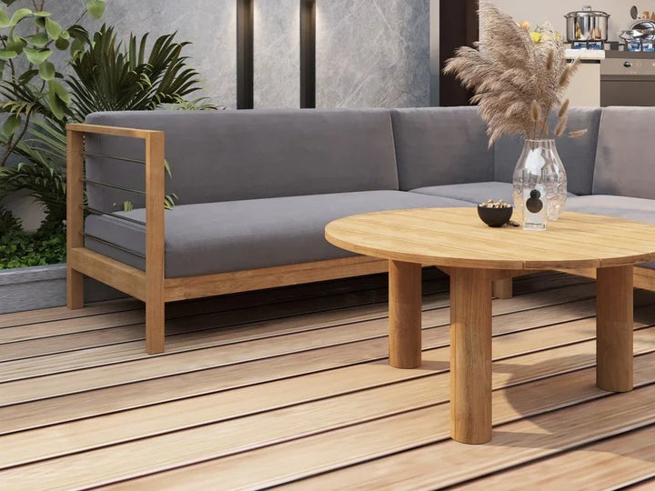 Rudolph Teak Patio Round Coffee Table-Outdoor Coffee Tables-HiTeak-LOOMLAN