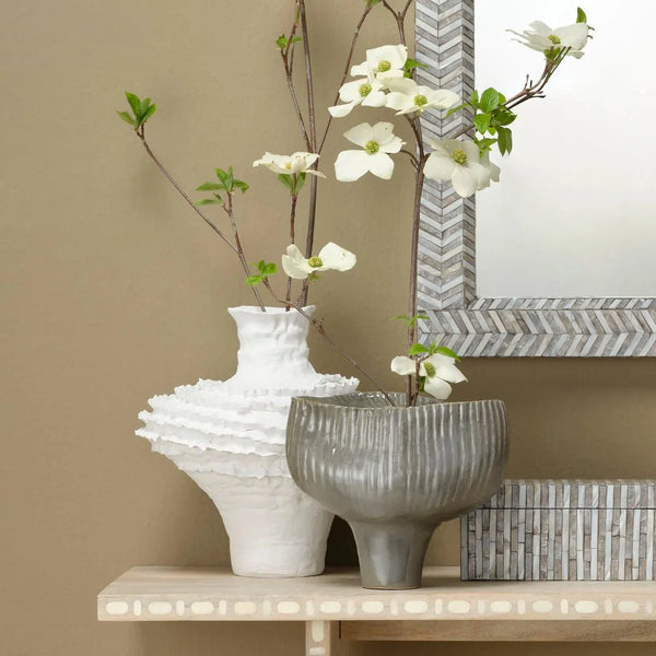 Ruffle Ceramic Decorative Vase Jamie Young-Vases & Jars-Jamie Young-LOOMLAN