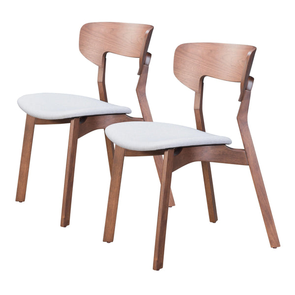 Russell Dining Chair (Set of 2) Walnut & Gray Dining Chairs LOOMLAN By Zuo Modern