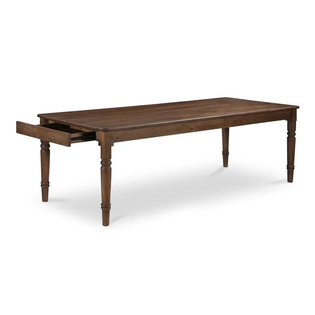 97 Inch Russet Brown Acacia Dining Table with Drawers | – LOOMLAN