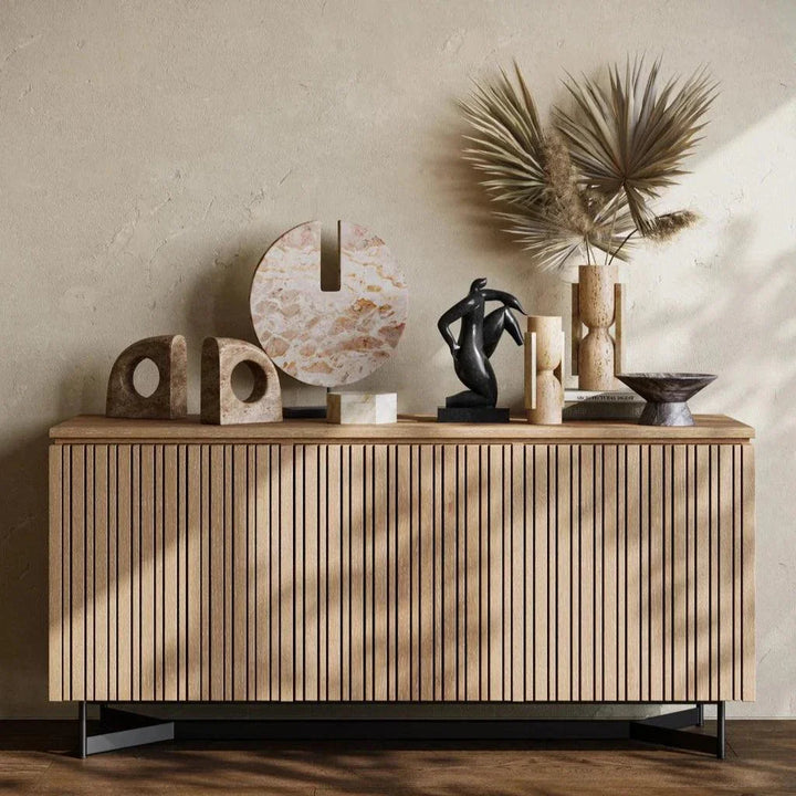 Russo Travertine Object Set of 2 - LOOMLAN - Currey & Co - Statues & Sculptures