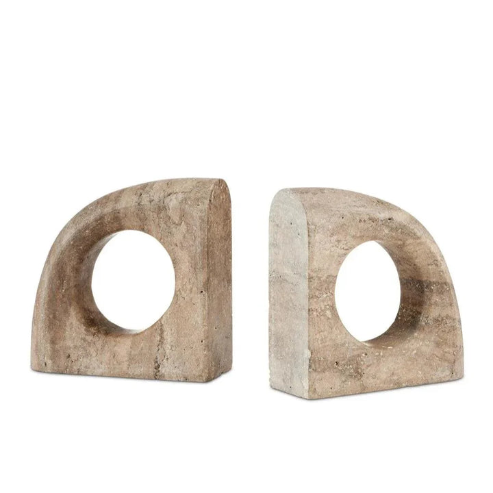 Russo Travertine Object Set of 2 - LOOMLAN - Currey & Co - Statues & Sculptures