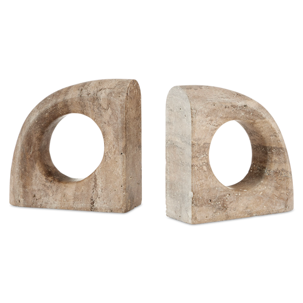Russo Travertine Object Set of 2-Statues & Sculptures-Currey & Co-LOOMLAN