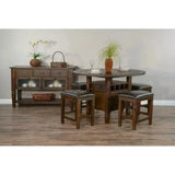 Rustic Backless Counter Stool Leather Seat