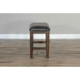 Rustic Backless Counter Stool Leather Seat