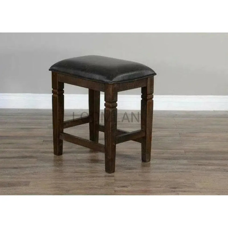 Rustic Backless Counter Stool Leather Seat