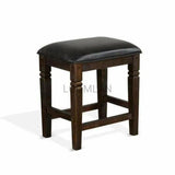 Rustic Backless Counter Stool Leather Seat