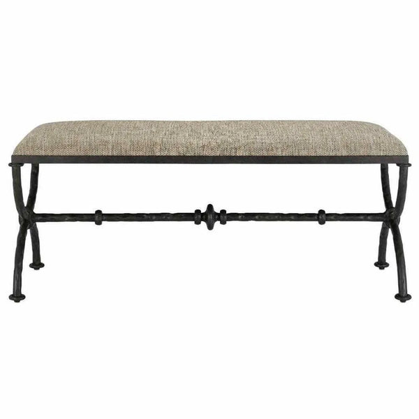 Rustic Bronze Agora Peppercorn Bench Bedroom Benches LOOMLAN By Currey & Co
