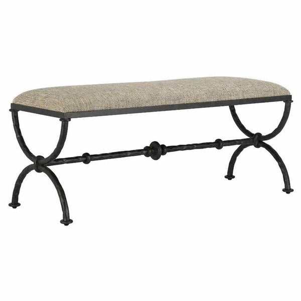 Rustic Bronze Agora Peppercorn Bench Bedroom Benches LOOMLAN By Currey & Co