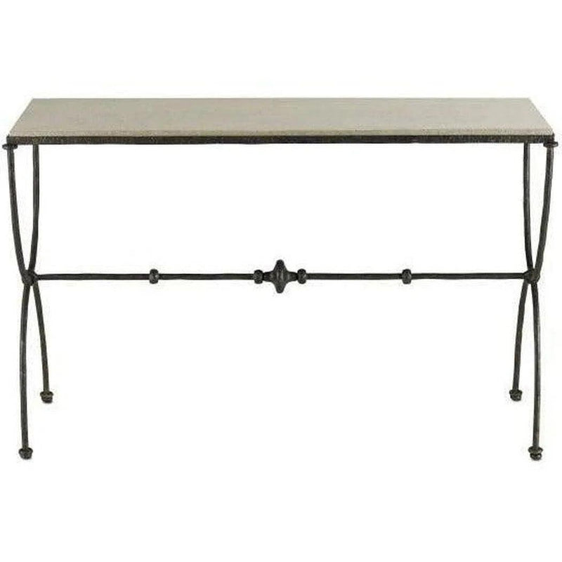Rustic Bronze Polished Concrete Agora Console Table Console Tables LOOMLAN By Currey & Co