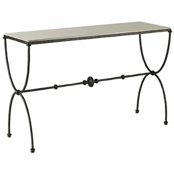 Rustic Bronze Polished Concrete Agora Console Table Console Tables LOOMLAN By Currey & Co