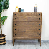 Rustic Brown Solid Wood Frame West 5 Drawer Chest Chests LOOMLAN By LHIMPORTS