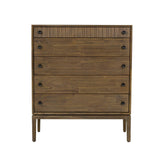 Rustic Brown Solid Wood Frame West 5 Drawer Chest Chests LOOMLAN By LHIMPORTS