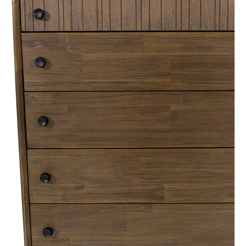 Rustic Brown Solid Wood West 5 Drawer Chest