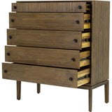 Rustic Brown Solid Wood West 5 Drawer Chest