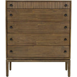 Rustic Brown Solid Wood West 5 Drawer Chest