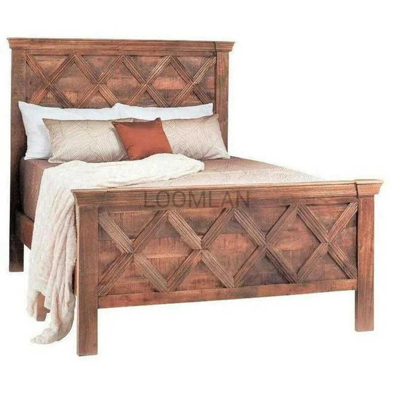 Rustic Brown Wooden Bed Frame