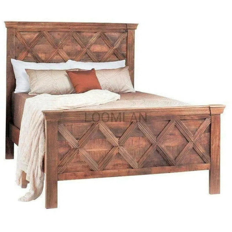 Rustic Brown Wooden Bed Frame