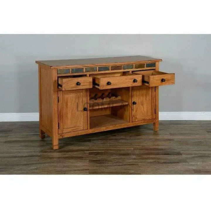 Rustic Buffet Sideboard With Wine Rack - LOOMLAN - Sunny D - Sideboards