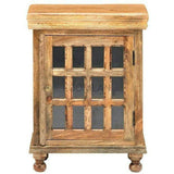 Rustic End Side Cabinet with Glass Doors