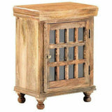 Rustic End Side Cabinet with Glass Doors