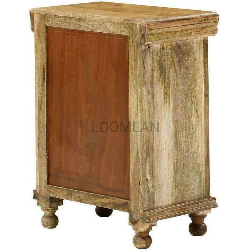 Rustic End Side Cabinet with Glass Doors or Night stand Nightstands LOOMLAN By LOOMLAN