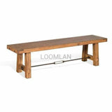 Rustic Farmhouse Dry Leaf Solid Wood Bench Dining Benches LOOMLAN By Sunny D