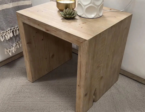 Rustic Farmhouse Reclaimed Wood End Table Reed Side Tables LOOMLAN By Essentials For Living