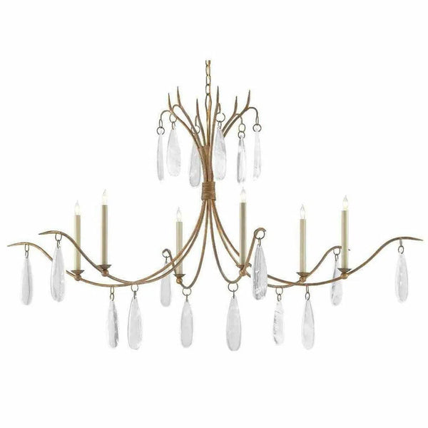 Rustic Gold Faux Rock Crystal Marshallia Chandelier Chandeliers LOOMLAN By Currey & Co