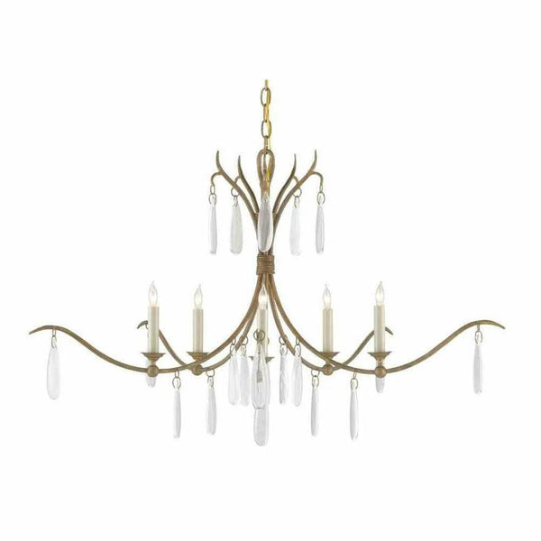 Rustic Gold Faux Rock Crystal Marshallia Small Chandelier Chandeliers LOOMLAN By Currey & Co