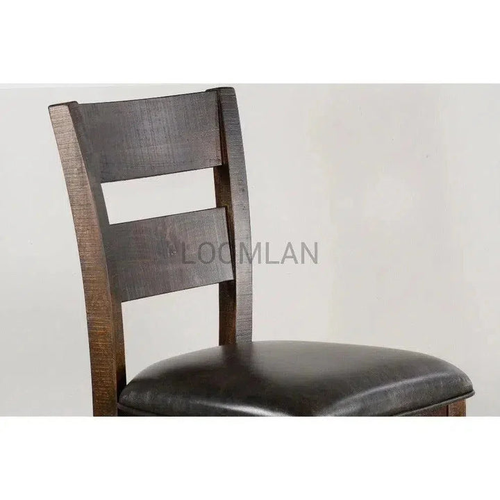 Rustic Ladder Back Barstool Leather Seat - LOOMLAN - Sunny D - Bar Stools