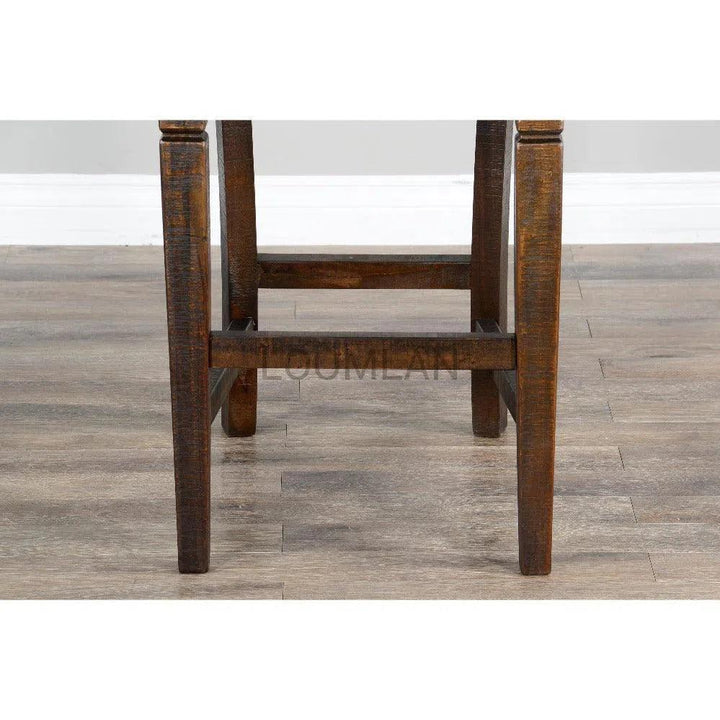 Rustic Ladder Back Barstool Leather Seat - LOOMLAN - Sunny D - Bar Stools