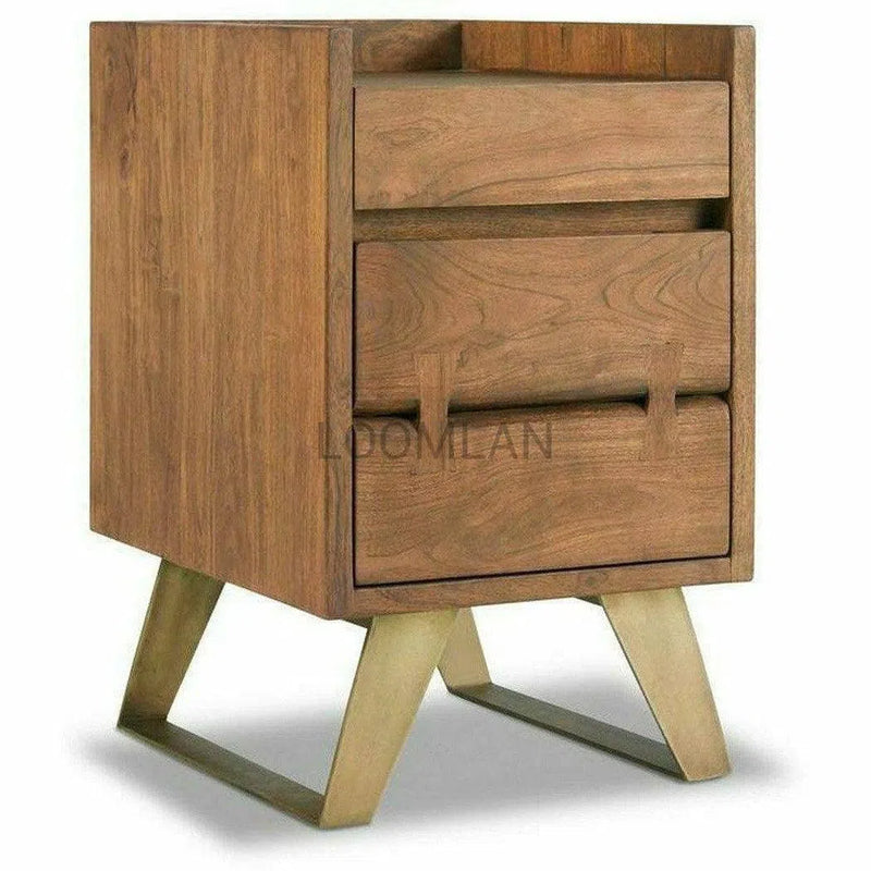 Rustic Live Edge Butterfly Joint 1 Drawer File Cabinet Nightstands LOOMLAN By LOOMLAN