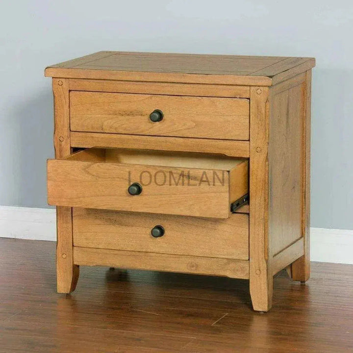Rustic Oak Petite Nightstand Bedside Table - LOOMLAN - Sunny D - Nightstands