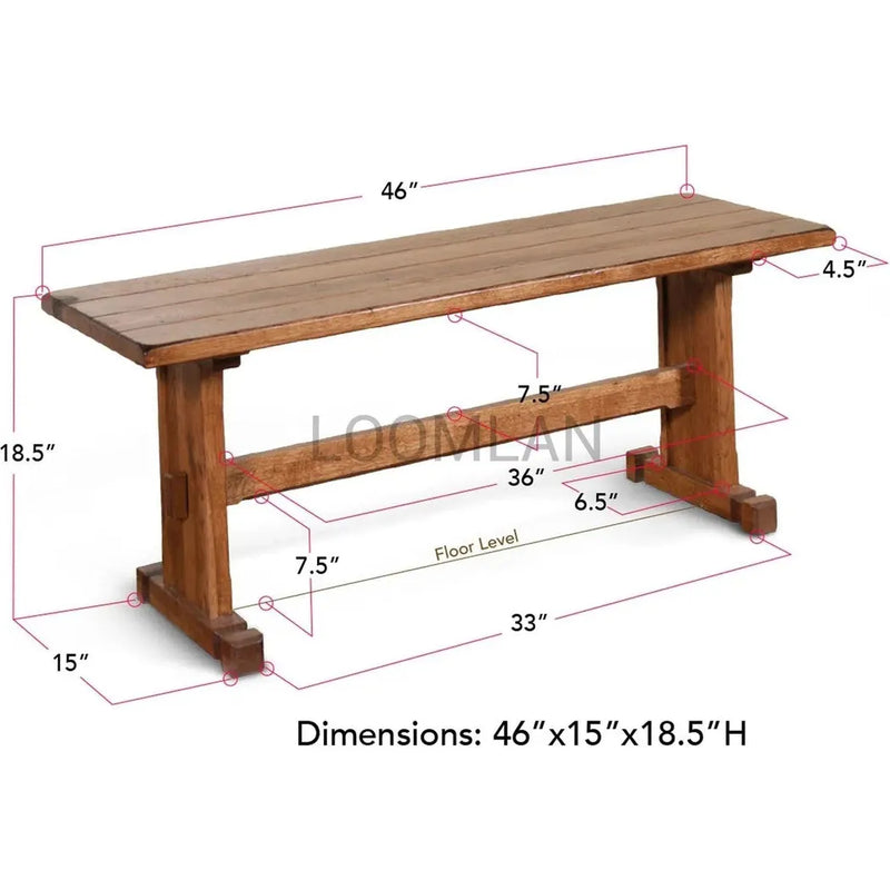 Rustic Oak Wood Dining Bench (Bench Only)